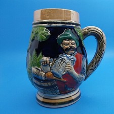 Vintage 1970s Round-Body 5½" Beer Mug~USED~Hand-Painted German Style Mug