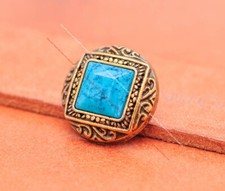 10X Western Brass Flower Leathercraft Belt Square Turquoise Conchos Screwback 1"