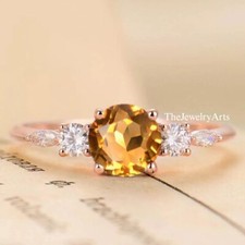 Natural Yellow Topaz Ring-Genuine Golden Topaz Ring-925 Sterling Silver Ring