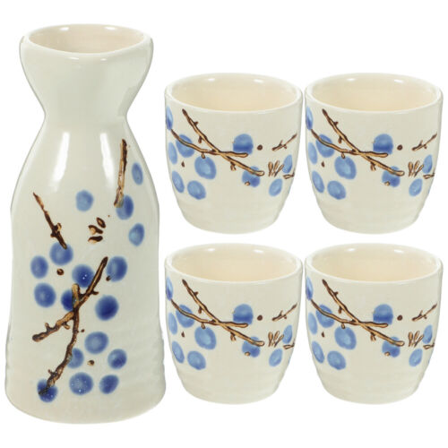 Elegantes Pflaumenblüten-Sake-Set, 5-teiliger Keramik-Topf, japanische Becher - Bild 1 von 12