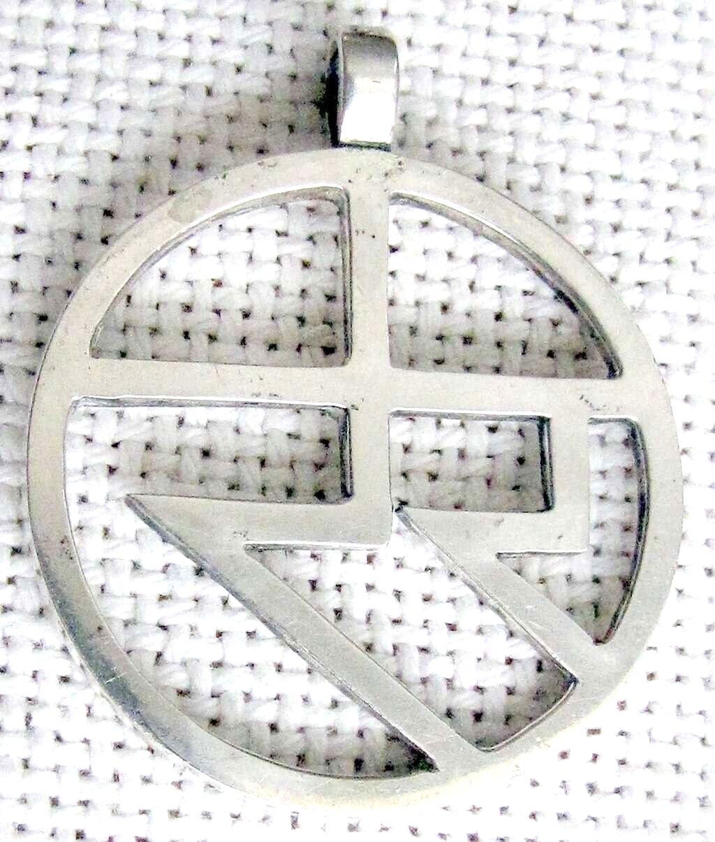 Oriental vintage solid silver sterling symbol pen… - image 1