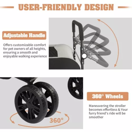 Dog Stroller for Medium To Large Dogs, Foldable Dog Wagon with 4 Wheels - Bild 10 von 19
