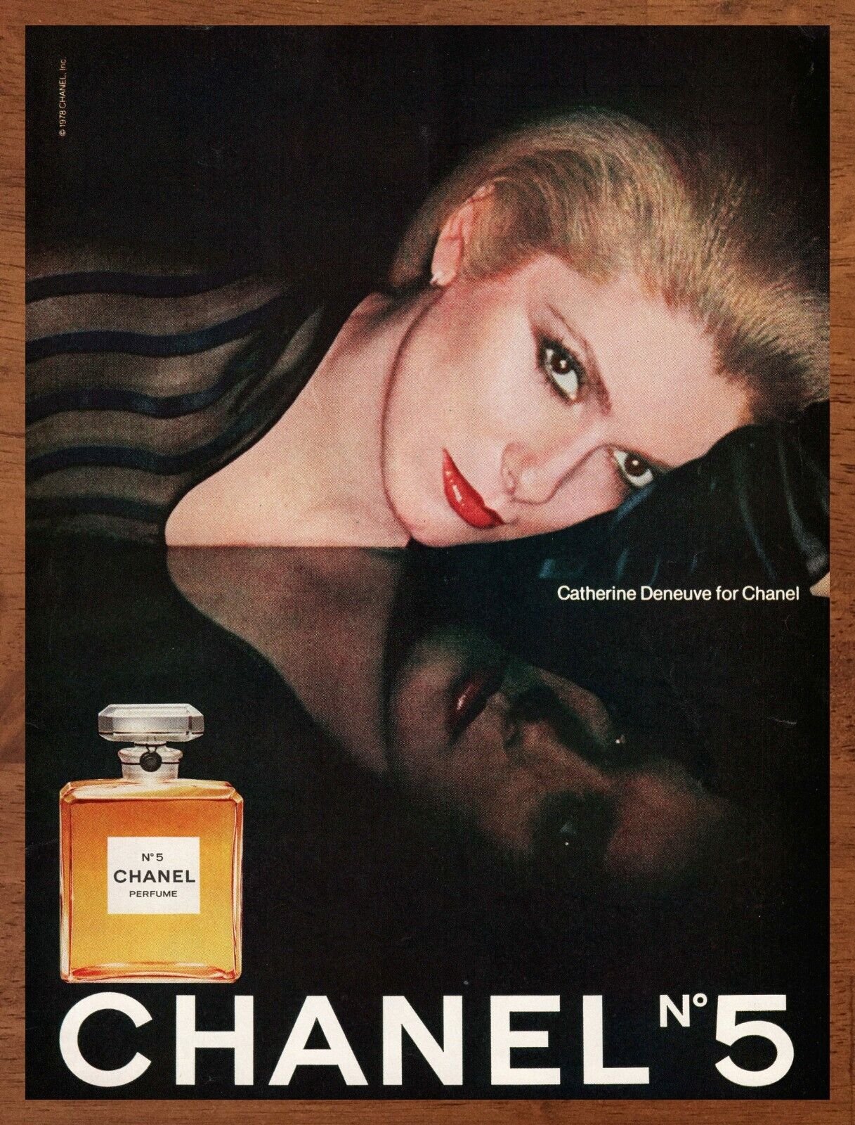 1978 Chanel No 5 Vintage Print Ad/Poster Catherine Deneuve 70s