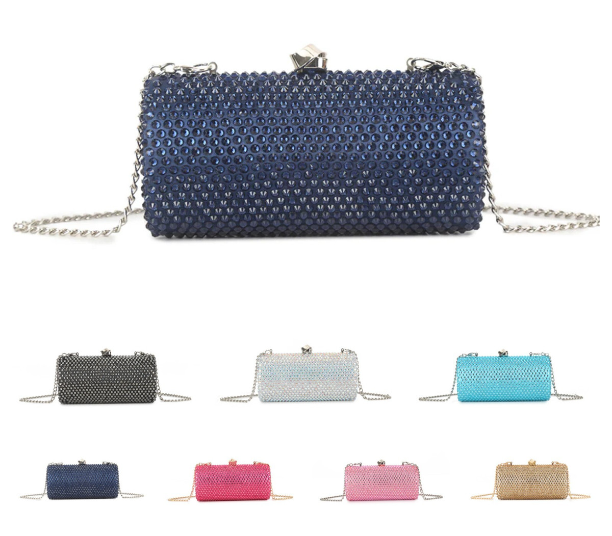 Bolso sin asas con cuentas de diamante para mujer Noche Baile de graduación Boda Novia Bandolera Bolso de mano