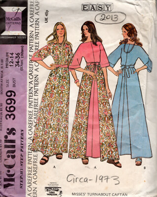 1973 Vintage Nähmuster B34''-36'' TURNABOUT KAFTAN (2013) Von McCall's 3699