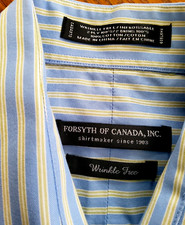 FORSYTH OF CANADA WRINKLE FREE DRESS SHIRT-15.5" COLLAR-32/33"SLEEVE-BLUE STRIPE