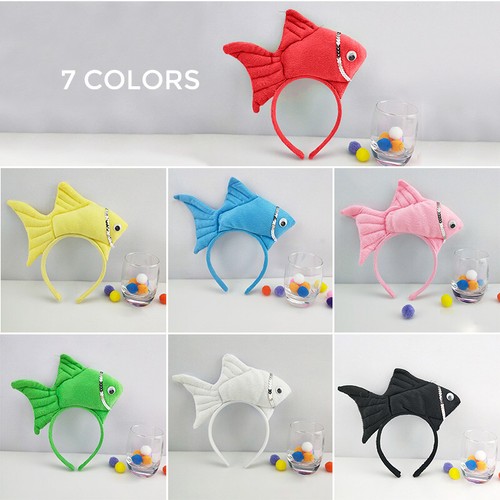 Girls 3D Fish Headband Animal Ocean Sea Costume Party Kids Child Book Week Gifts - Afbeelding 1 van 26