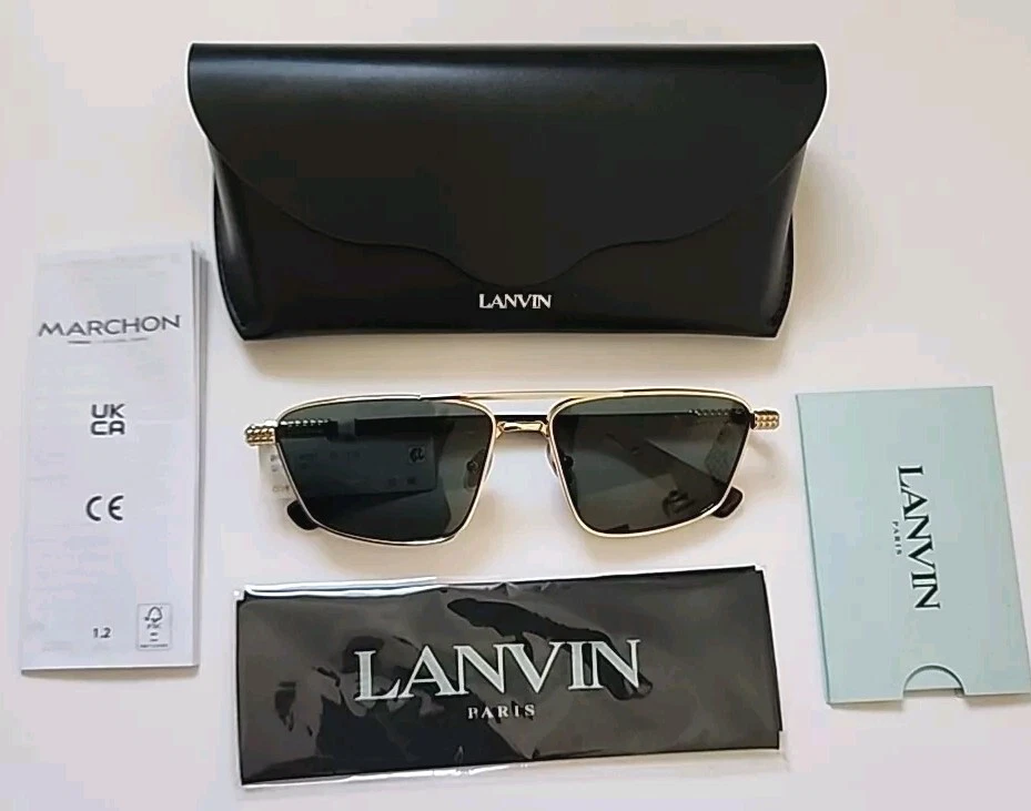 LANVIN CONSERTO NAVIGATOR MEN'S SUNGLASSES 58-15-140 GOLD/GREEN $399 -NEW & RARE - Image 2 of 4