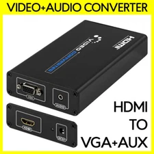 HDMI to VGA + 3.5mm Stereo Audio Converter HDMI to VGA + AUX L+R Adapter Powered