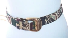 Vtg Belt ABSOLUTELY FRESH BY PRESTIGE LEATHER Southwest Cowgirl Woven Print 