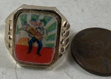 Vintage 1950's Kids Junk Drawer Vari-Vue Ring Guitar Player