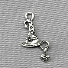 Witch Hat Pumpkin Dangle Charms 26x14mm Antique Silver Plated Alloy Q6 Per Pkg