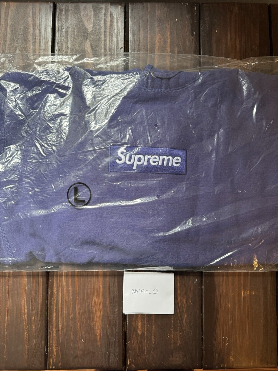 Supreme Box Logo Hooded Sweatshirt FW21 Washed Navy Men's Size