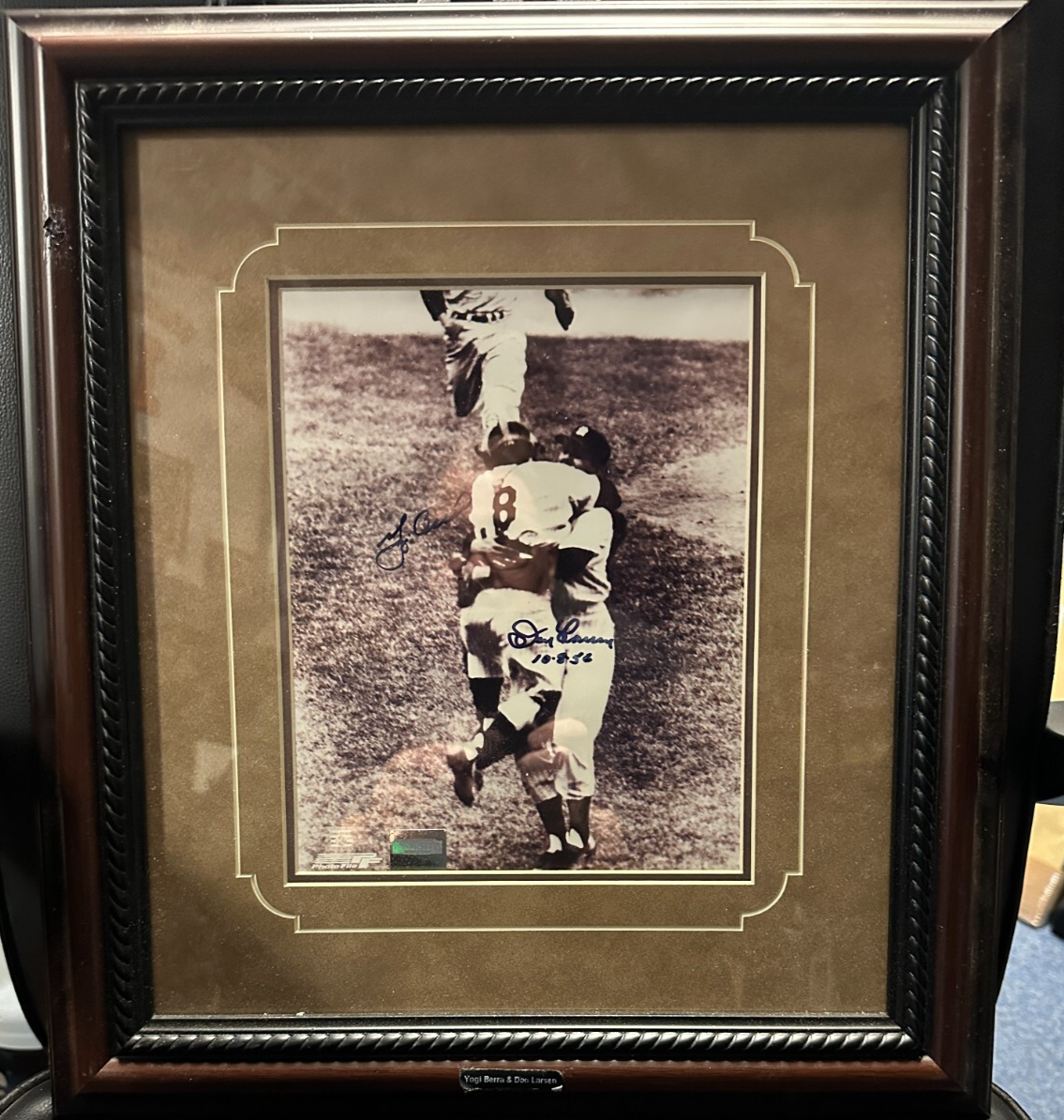 Yogi Berra Autographed Signed Los Angeles Dodgers & Don Larsen 1956 World Series 8x10 Photo Framed Yankees 