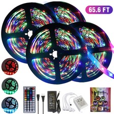 65.6FT RGB 5050 SMD Flexible LED Strip Light Remote Fairy Lights Room Waterproof