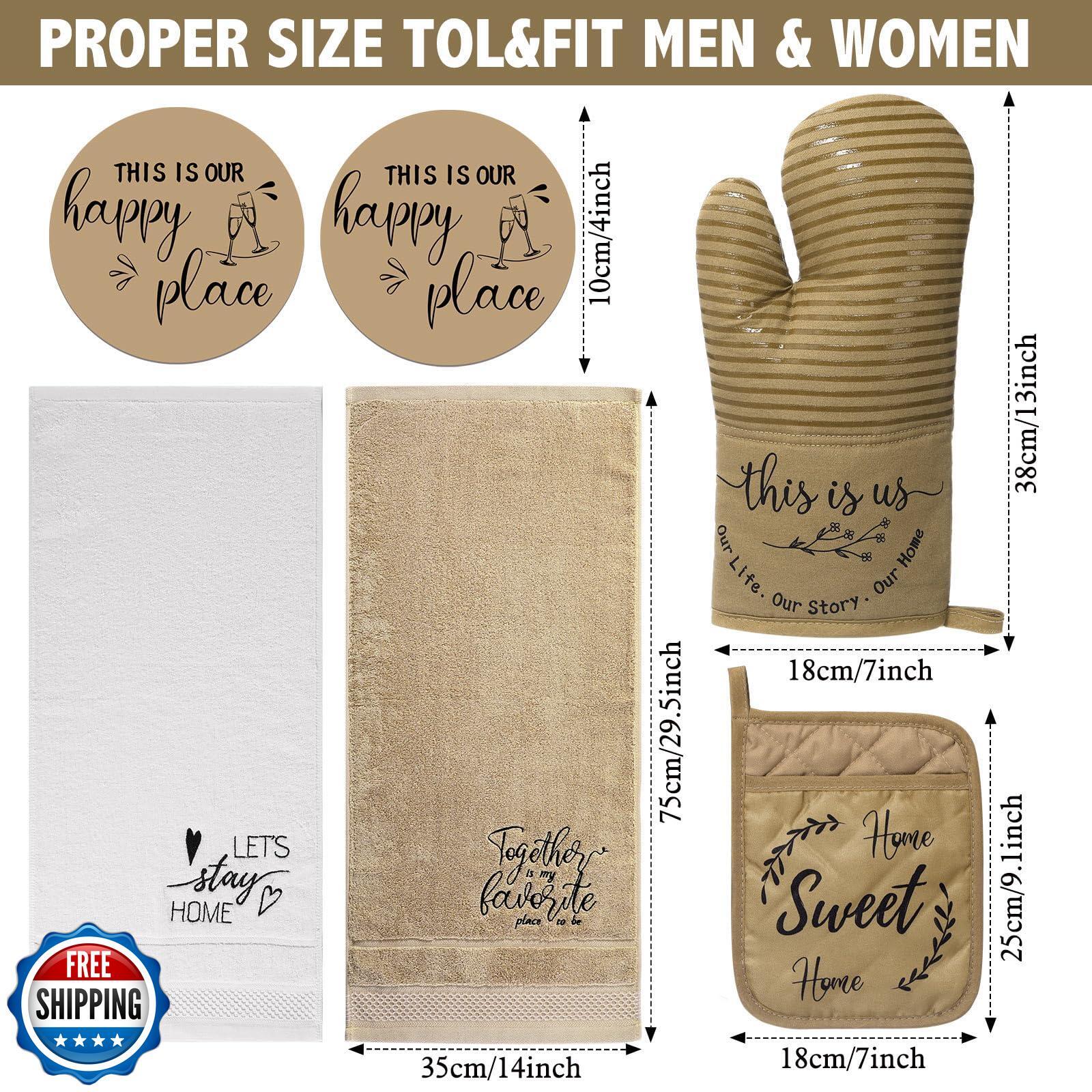 Jingmore 6 Pack Housewarming Baking Gift Set Oven Mitt Pot Holder Towel Woode