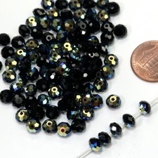 Jet AB coated, Preciosa Czech MC Bellatrix Spacer Crystal Beads 6mm 36pcs black