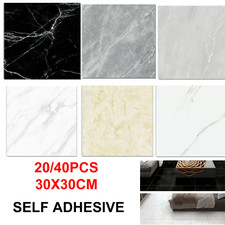 20/40x Marble Floor Tiles Wall Sticker Self-Adhesive Stick On Kitchen Bathroom