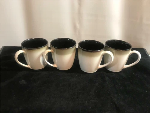 4 Sango Nova Black 4932 Coffee Mugs