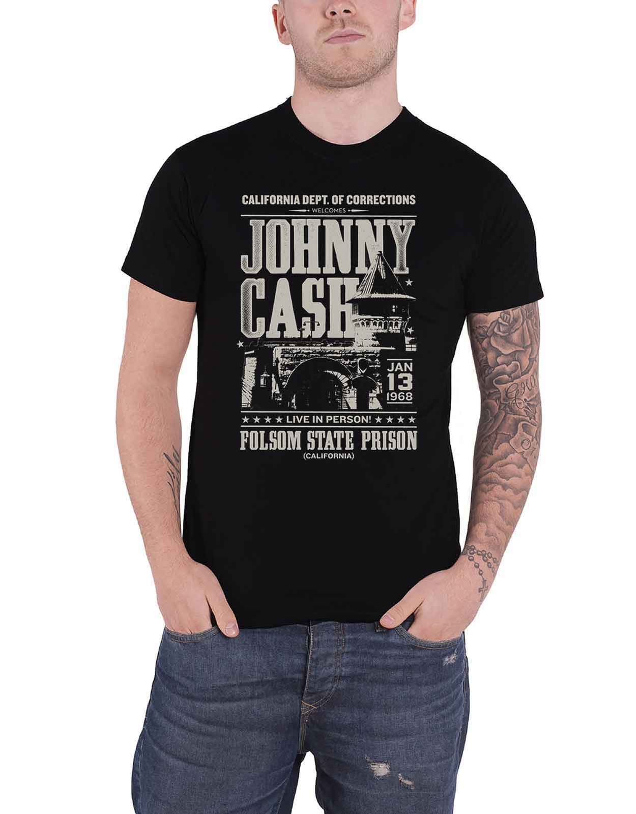 Johnny Cash Folsom Prison Eco-Friendly Black Men's T-Shirt Size S