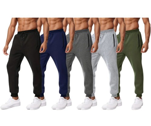 3 Pack Men's Fleece Shorts - Elastic Waist Gym Joggers (Black)