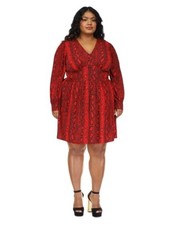 Michael Kors Women's Plus Size Snakeskin-Print Mini Dress Red Crimson Size 3X