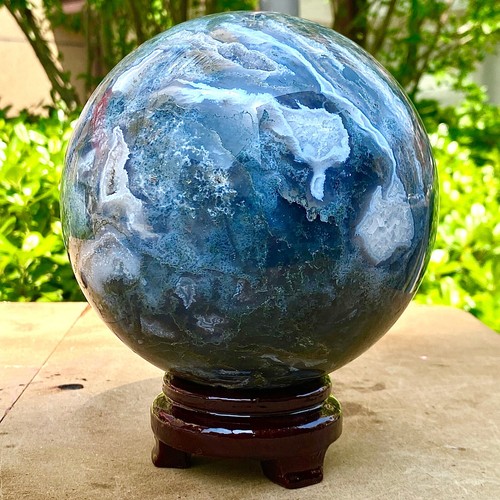 9.57LB Natural Water Grass Agate Ball Quartz Crystal Ball Healing - 第 10/13 張圖片