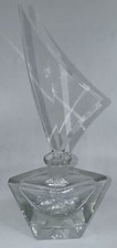 Vintage Art Deco Cut Crystal Perfume Bottle with Tall Sail-Shaped Stopper — listing 2