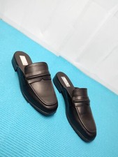 MIA Milia Womens Black Mules Loafers Contoured Footbed Faux Leather Slip On 7.5M