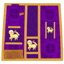 Liturgical Mass set Vestment with Elegant Lamb motif and Trims