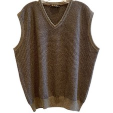 Loro Piana V Neck Italian Made Knit Sweater Vest Cashmere Houndstooth XL