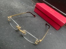 Vintage CARTIER C Decor 53mm Gold Rimless Glasses Unisex