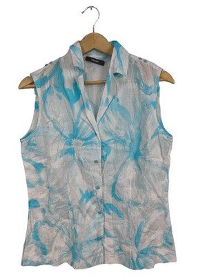 VERSE ärmellose Bluse Damen Bluse Gr. DE 38 weiß-blau Casual-Look
