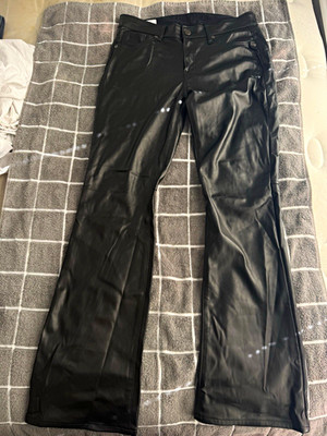 GAP Black Mid Rise Bootcut Faux Leather Pants Pockets Regular 8