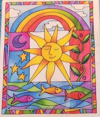 RAINBOW SUN Running Rhino Rubber Stamp Uptown Rubber Stamps L26044
