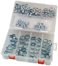 O Clip Double Ear Hose Clamp Assortment - 175pc Zinc Plated