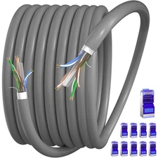 Cat 6 Shielded Ethernet Cable 200ft (10 RJ45), 23AWG Cat6 Outdoor Ethernet Cable