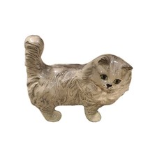 RARE Royal Doulton Standing Grey Persian Cat 6" Figurine Green Eyes England 