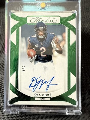 D.J. Moore 2024 Panini Flawless Emerald Auto Jersey Number 2/5 Chicago Bears