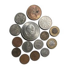 (15) COIN LOT UK 1964 2 SHILLINGS 1948 One Shilling Churchill 1965 Poland 1994 