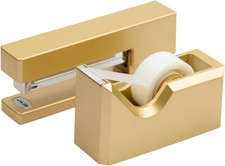 Office & Desk Sets - 1 Stapler & 1 Tape Dispenser - Gold - 2/Pack