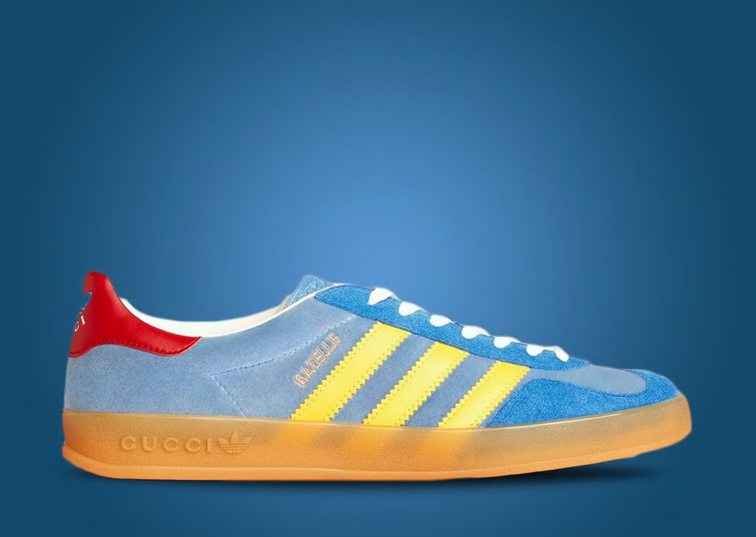 ADIDAS x GUCCI GAZELLE LIGHT BLUE MEN'S SHOES - MADE IN ITALY - 2 WEEK SHIPPING