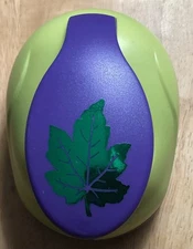 Marvy Uchida Leaf Whale Tail Lever Punch 4.5 x 3.25 inches Purple and Green