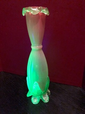 antique victorian vase john walsh uranuim vaseline cranberry glass 25cm high