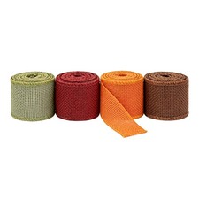 Meseey 7/8 Inch Fall Burlap Wired Ribbon Set, 4 Rolls Inch, fall set