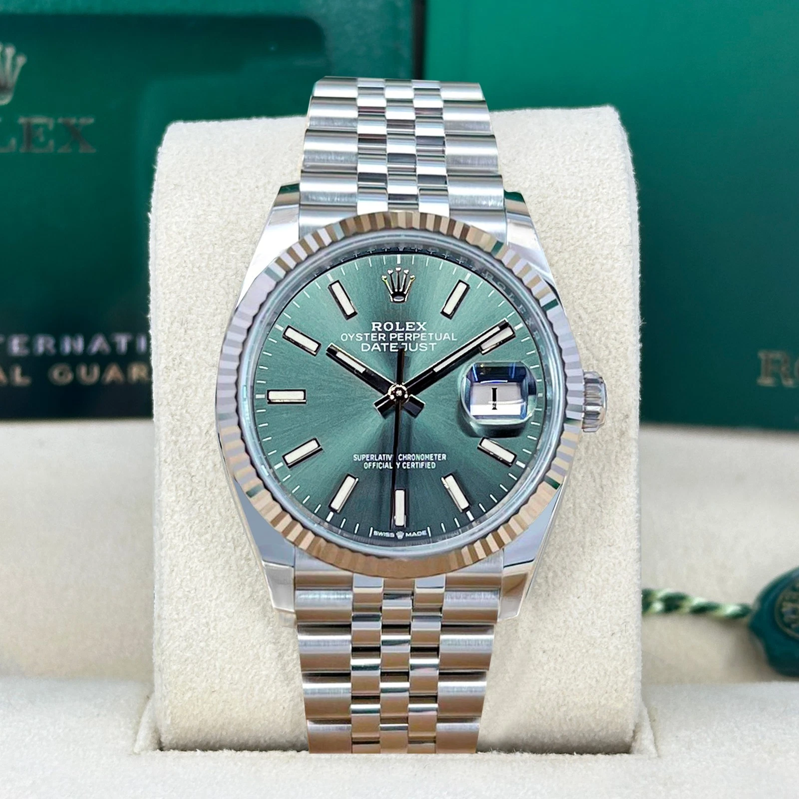 2025 Rolex Datejust 36mm Green, Jubilee, Unworn Full Set Full