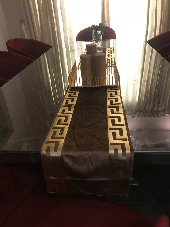 Special XMas Velvet Table Runner Greek 8pc Placemats Velvet-Gold key - Image 4 of 4