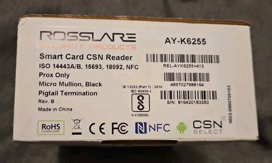 ROSSLARE AY-K6255 Proximity Reader 13.56 MHz