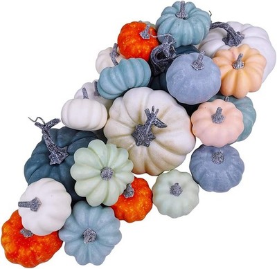 24 Pcs Bulk Assorted Rustic Harvest Artificial Pumpkins Fo Pumpkin in