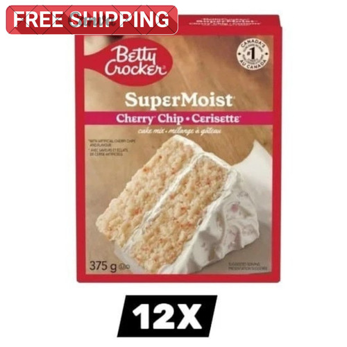 12 x Betty Crocker Super Moist Cherry Chip Baking Cake  Mix 375g - FREE SHIPPING